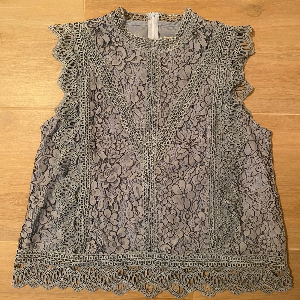 Joy Joy Blue Lace Top
